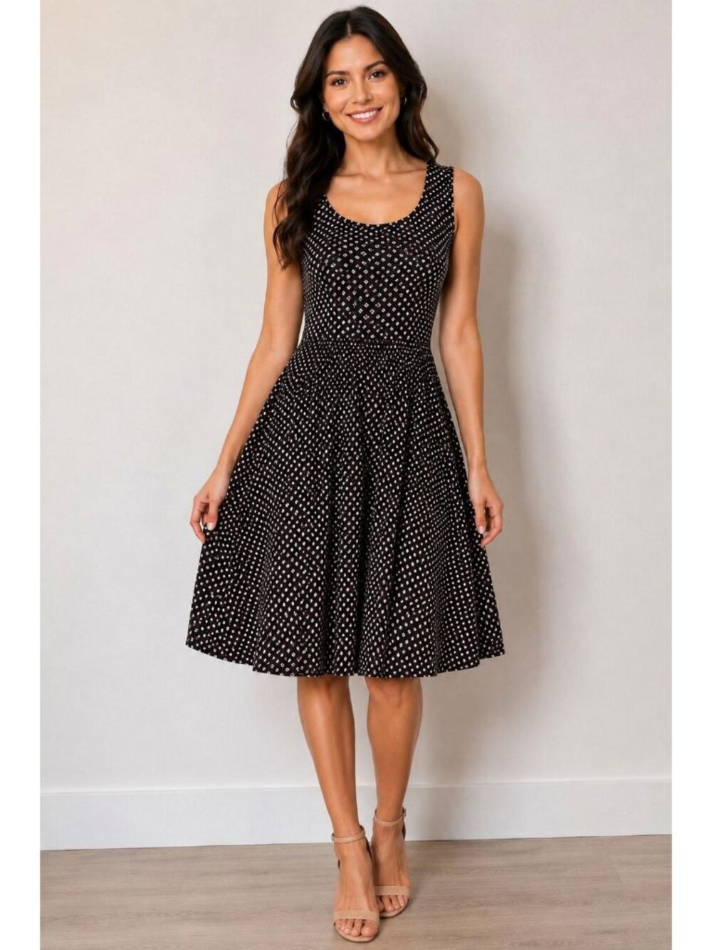 NWT $1400 Dolce & Gabbana Sleeveless Floral A Line Mini Dress Black Size 48